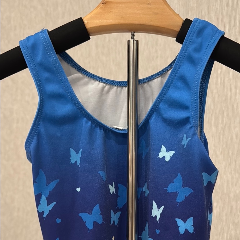 Destira Blue Butterfly Print leotard Child Small - Picture 6 of 8